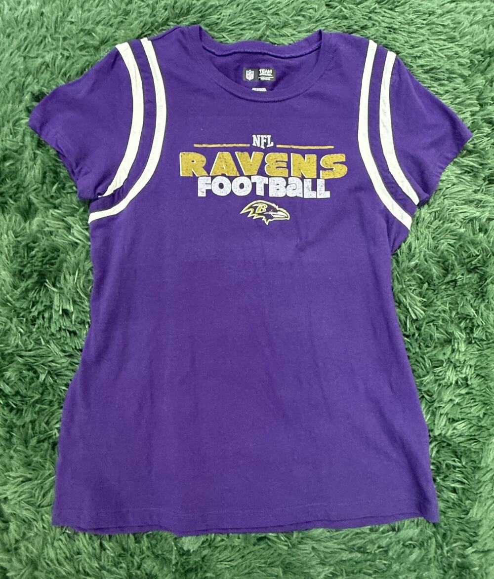NFL Team Apparel Baltimore Ravens Purple Football Graphic T-Shirt Womens Size M